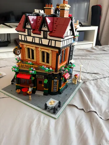 A lego set with pub and shops
