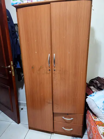 2-Door Wooden Wardrobe with Drawers - Good Condition