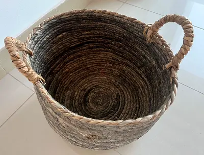 Woven Seagrass Storage Basket with Handles - Large