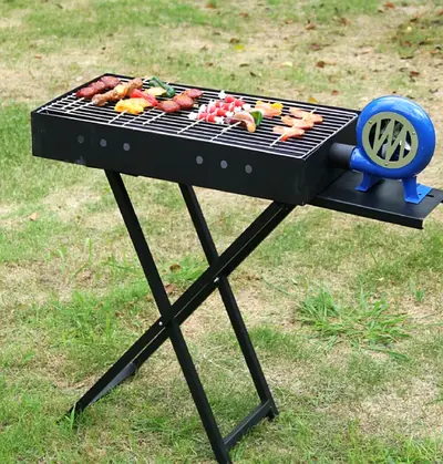 Portable Foldable Charcoal Grill with Hand Crank Fan