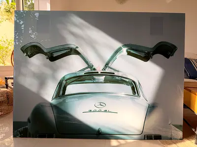 Large framed wall art - Mercedes 300SL gullwing photo marina home