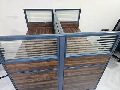 Used 2-Seat Modular Office Workstations with Glass Panels, multiple  available