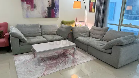 Comfortable grey fabric sofa set