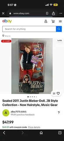 Sealed 2011 Justin Bieber JB Style Collection Doll - New Hairstyle, Music Gear