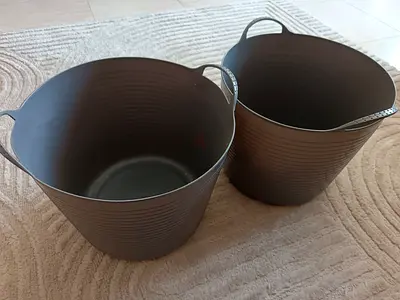 Two flexible rubber buckets