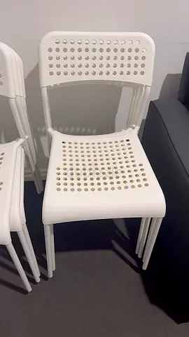 Set of 4 White Plastic Stackable Dining Chairs - Lightweight, Modern Design
