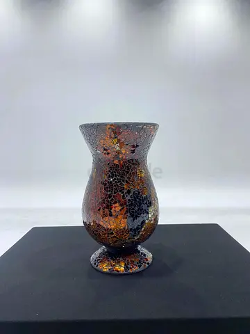 Mosaic Glass Decorative Vase - Amber  Black