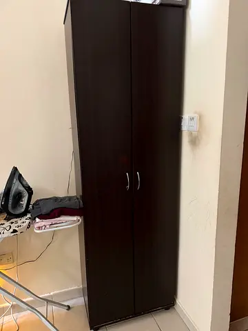 Dark Wood 2-Door Wardrobe - Good Condition
