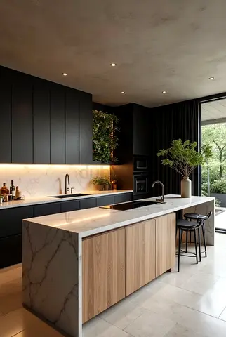 Modern Marble-Top Kitchen Island Custom made UAE