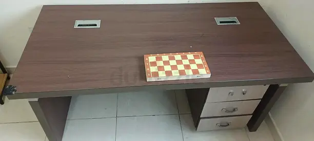Used Wooden Office Desk with Drawers — Good Condition