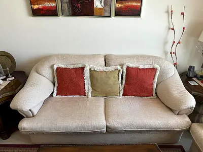 Beige 3+2+1+1 Seater Sofa with Cushions - Good Condition