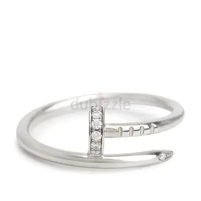 Authentic 18k White Gold Diamond Juste Un Clou Ring, Small Model, Size 53 6.25