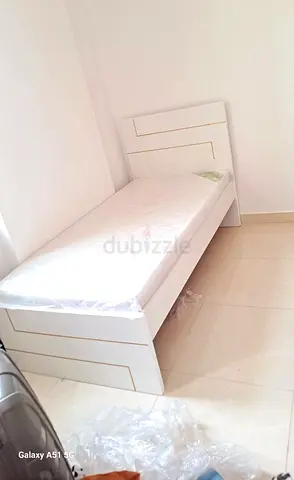 Single white bed frame with mattress - like new