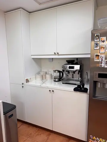 IKEA White Kitchen Cabinets / Built-in Cupboards including quartz worktop - Good Condition