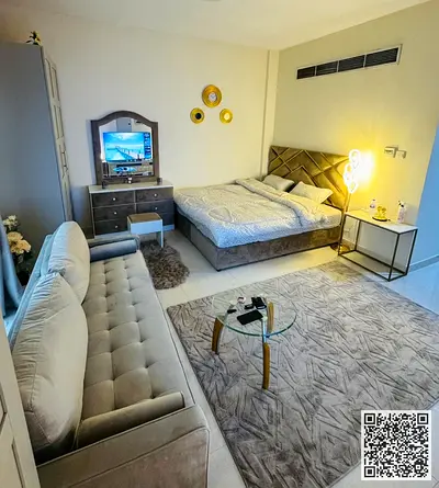 Luxurious fully furnished studio with a semi-separate kitchen and balcony ✨ Ajman Al Rawda. For monthly rent. includes bills,net