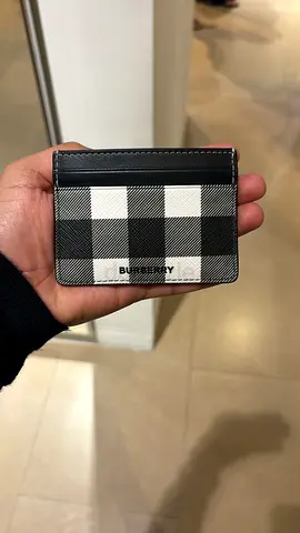 Burberry Check Leather Card Holder - Black  White