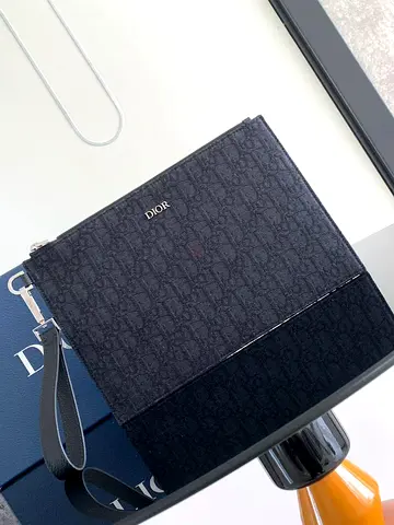 Dior Black Oblique Jacquard A4 Pouch.