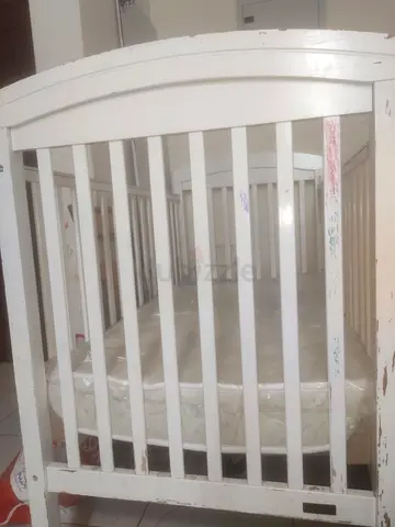 White Wooden Baby Crib - Good Used Condition