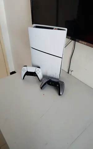 Sony PlayStation 5 Slim with 2 Wireless Controllers - White and gray
