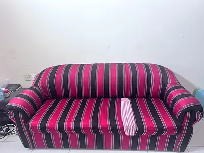 3-seater striped fabric sofa in good condition