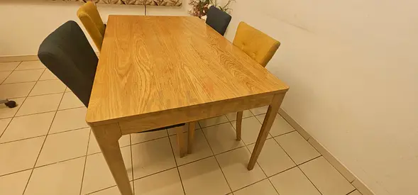 Solid Wood Dining Table (seats 4) with Mixed Fabric Chairs