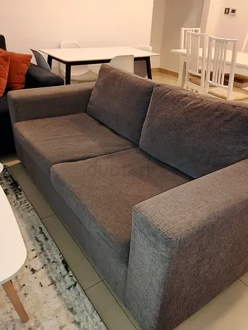 Grey 3-Seater Fabric Sofa - Good Condition