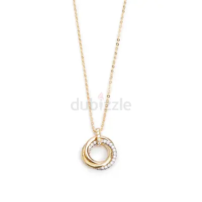 Authentic 2024 18k Yellow, White  Rose Gold Half Paved Diamond Trinity Pendant Necklace, Small Mode
