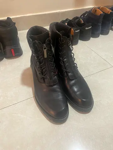 Christian Louboutin black leather Trapman combat boots