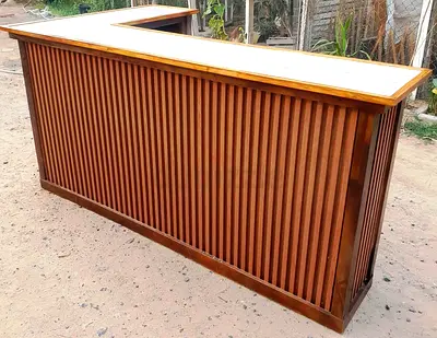 Solid Wood Reception Counter / Bar with Slatted Front - Large