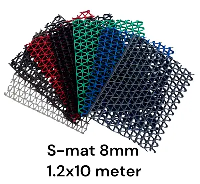 S-Mat Anti-Slip PVC Drainage Mat 1.2 x 10 m (8mm) - Multiple Colors