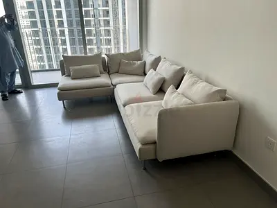 Ikea Sodhremn Corner Sofa Beige Light beige L-shaped sectional sofa with chaise, good condition