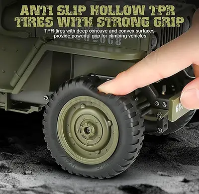 RC Classic Willys Military Car Crawler 1:10 Size