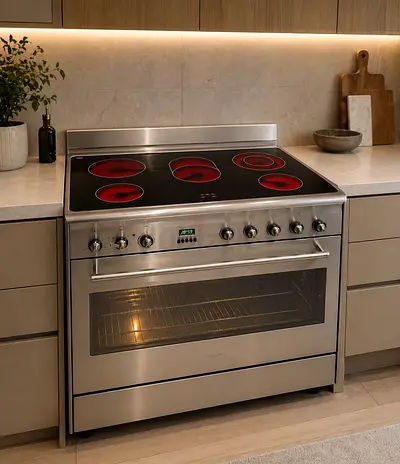 Smeg Stainless Steel Electric Range with Ceramic Cooktop and Large Oven - Good Condition