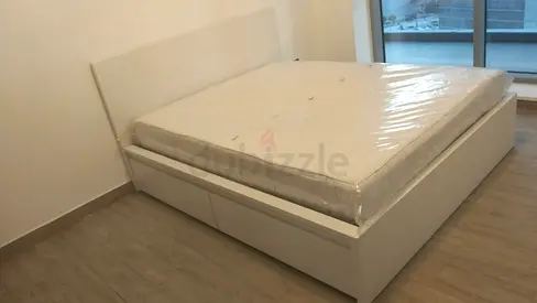 Ikea White Storage Platform Bed with mattress