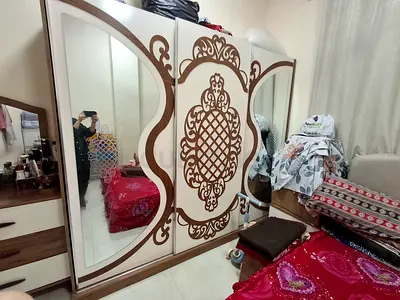 Large Ornate 3-Door Wardrobe with Mirrors — Good Condition