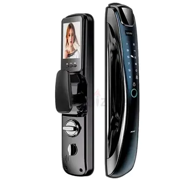 Smart Video Door Lock with Touchscreen  Fingerprint - Modern Black