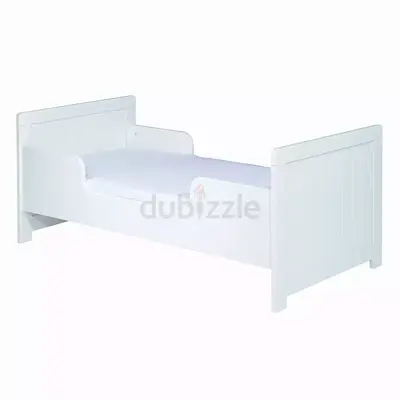 White Wooden Toddler Bed with Sprung Mattress  - Single Size, Excellent Condition