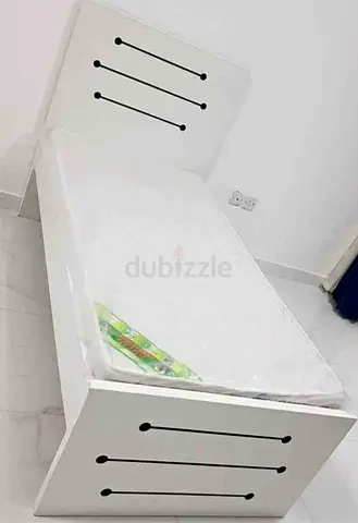Single white wooden bed frame with mattress - good condition