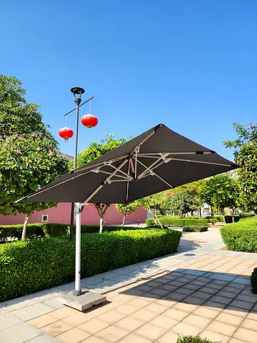 cantilever umbrella 3mx3m Grey top fabric with stone base