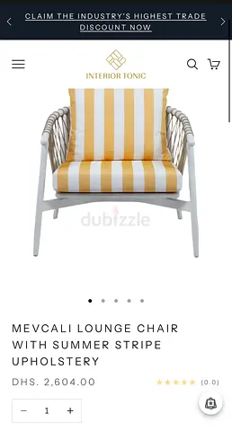 Mevcali lounge chair with summer stripe upholstery - comfortable outdoor/indoor armchair