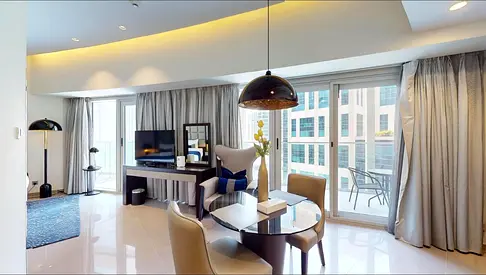 Furnished Studio | DAMAC Maison Majestine | Balcony with Downtown View