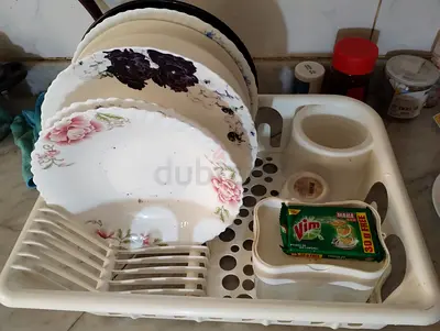 Dish Drainer with Ceramic Plates, Soap Pump with Vim Bar