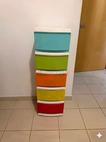5-Drawer Colorful Plastic Storage Tower - Slim and Lightweight