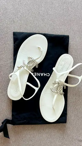 White Chanel CC Logo Thong Sandals (Authentic style) - Preowned