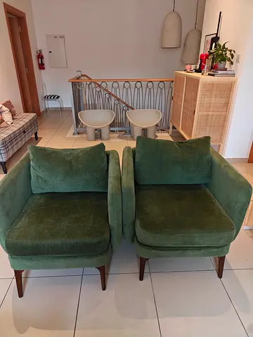 Pair of Green Velvet Lounge Chairs - Good Condition from West Elm