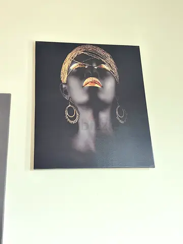 Framed Canvas Wall Art – African Portrait on Black Background