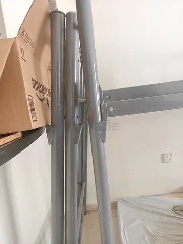 Metal bunk bed frame (disassembled) - sturdy silver frame