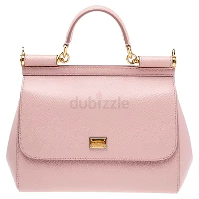Authentic Dolce  Gabbana Baby Pink Leather Medium Miss Sicily Top Handle Bag