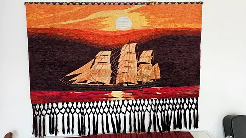 Authentic Chinese Handwoven Woolen artwork - Chinese Junk