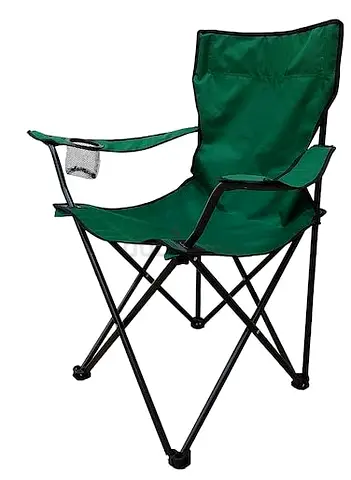 Green Folding Camping Chair with Cup Holder - Portable Outdoor Seat